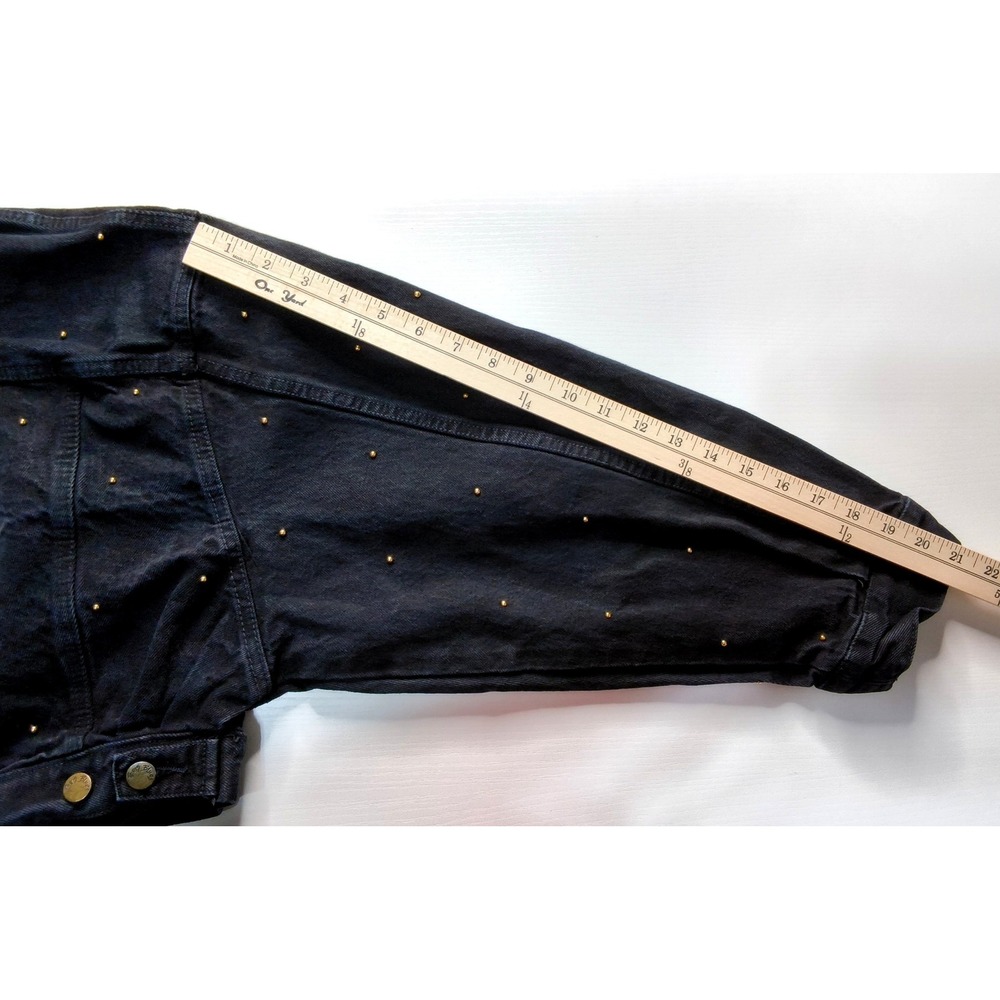 Paris Blues Denim Jacket Women Medium Black Vintage Cropped Studded - Picture 10 of 14